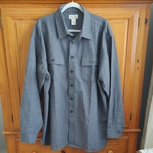 Men's Vintage LL BEAN CHAMOIS Shirt Gray Cotton Flannel EUC-XXL Reg